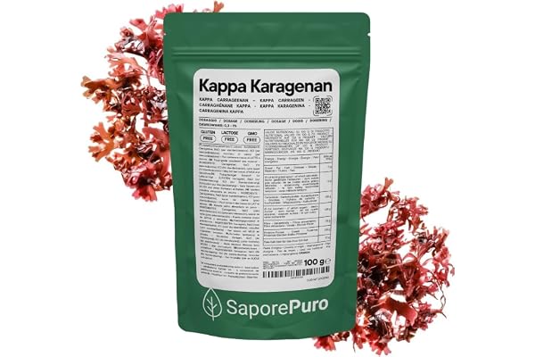 SaporePuro Kappa-Karagénpulver 100 g – Glutenfritt – Gelé- och Stabiliseringsmedel för Maträtter, Köttprodukter, Geléer och Desserter
