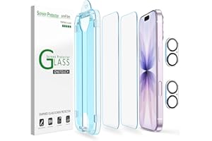 amFilm 2+2 Pack de Cristal Templado para iPhone 17 de 6,3", OneTouch 2 Piezas Protector de Pantalla con 2 Piezas Protectores de Lente de Cámara, Funda Compatible