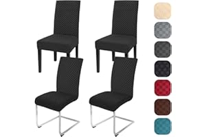 Yugarlibi Pokrowce na krzesła, zestaw 4 sztuk, elastyczne, nowoczesne, żakardowe, zdejmowane, nadają się do prania, do kuchni, restauracji, baru, hotelu, bankietu (czarne, 4 sztuki)