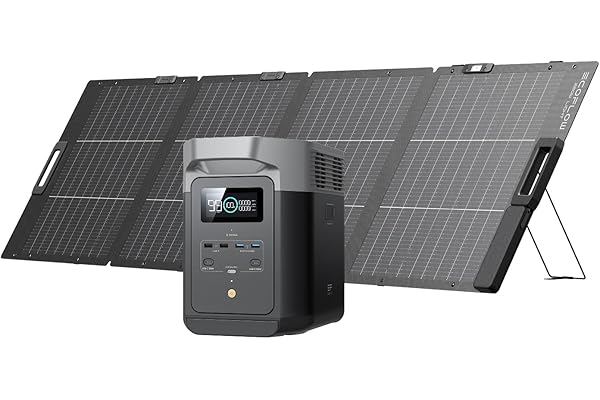Pack Générateur Solaire EcoFlow DELTA 2 et panneau solaire 220 W, capacité de 1-3 kWh, batterie LFP, charge rapide, station électrique portable pour secours domestique, balcon, camping et camping-cars