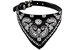 WOO LANDO Collare per gatti con Panno Bandana, 6 Varianti di Colore, Taglia S - 26 cm di Circonferenza (NERO)