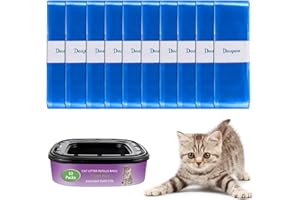 SEIUDKTY Sac Litiere Chat, Sac a Litiere Pour Chat Sac Poubelle Litiere Chat Recharges De Litière Compatible Avec Litterlocker/Litter Genie, Boîte Non Incluse-Paquet de 10- Bleu