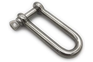 BEFESTIGUNGSTECHNIK F.R. 1 Stk. Edelstahl Schäkel lange Form ø 6 mm, V4A A4 AISI 316 Niro Rostfrei Rundschäkel D-Schäkel Drahtseil Verbinder mit Augenbolzen INOX Stainless Steel [Größe Wählbar 4 5 6 8 10 12 mm] (6mm,1x)