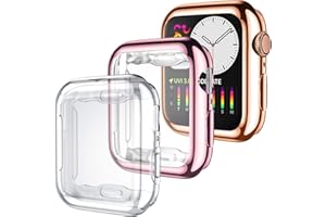 Dirrelo 3 Pack Case Compatible with Apple Watch Series SE 6/5/4 40mm Screen Protector, Full Cover Protective Case Soft TPU Bumper Cover Compatible with iWatch Series SE 6/5/4, Clear/Rose Gold/Pink