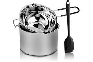 YUPVM Ensemble de Marmites à Double ChaudièRe en Acier Inoxydable avec Spatule en Silicone pour Faire Fondre Le Chocolat, Le Savon, la Cire et la Fabrication de Bougies