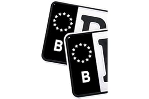 Finest Folia 2 x Autocollant de Plaque d'Immatriculation UE Film Voiture Noir (R059 Belgique)