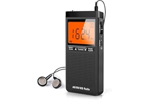 Greadio NOAA Weather Alert Radio, Portable AM/FM Battery Operated Transistor Radio with Headphone Jack, Best Reception, Digital Clock, LCD Display, Pocket Radio for Office, Bedroom, Running, Walking