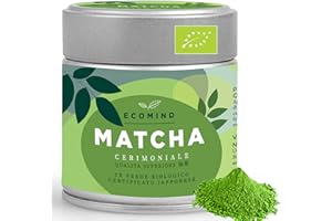 ECOMIND BIO Tè Matcha Cerimoniale - Giapponese Provenienza Uji Kyoto 30g – Tè Verde Matcha Certificato EU BIOLOGICO del 1 raccolto macinato a pietra – Ideale per la preparazione di un te matcha squisito
