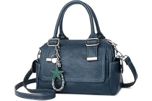 SODOLLEE Bolso Mujer Colgante Exquisito Bolsa de Mano Retro Bolso de Hombro con Asa Superior Cuero PU Señora para Compras Trabajar Desplazarse Azul Oscuro