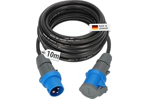Brennenstuhl CEE 230V camping förlängningskabel 10m (H07RN-F 3G2.5 kabel i svart färg, camping elkabel för permanent utomhusbruk IP44, Made in Germany)