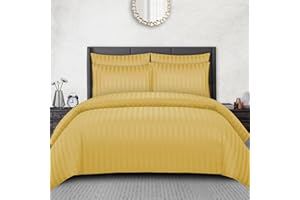 Pamposh Set copripiumino super king size a righe satinate, qualità alberghiera, biancheria da letto ipoallergenica ultra morbida in microfibra