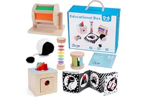 KMTJT Montessori Toys for Babies 0-6 Months | Learning Educational Box Wooden Toys for Baby Infant Newborn Toys 0-6 Months | 1st First Birthday Gifts for 0 6 12 18 Months Boys Girls