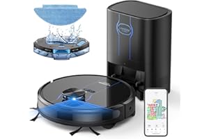 Laresar Clean L6 Nex Aspirateur Laveur avec Navigation LiDAR 360°, Aspirateur Robot Station d'auto-vidage 3L, 5 Cartes Modifiables, Robot Aspirateur Laveur 3-en-1 pour Poils d'animaux