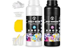 ResinAngel Epoxidharz-Set 32OZ/1L – 1:1 Gießharz mit kristallklarer, selbstnivellierender Formel, vergilbungsbeständig & blasenfrei für Kunstharz-Schmuck, Tischplatten, Silikonformen
