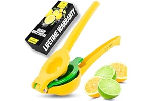 Zulay Kitchen Metal 2-In-1 Lemon Lime Squeezer - Hand Juicer Lemon Squeezer Gets Every Last Drop - Max Extraction Manual Citrus Juicer - Easy-to-Use Lemon Juicer Squeezer Lemon Squeezer Manual