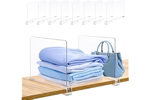 8 Stück, Lottsall Regaltrenner Kleiderschrank Transparente Acryl-Regalteiler, Trennwand Regal 30x20cm Multifunktionaler Shelf Divider, Organizer für Lagerung, Schlafzimmer Küche Schränke