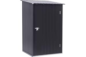 Outsunny Cobertizo de Jardín Exterior 0,92 m² 100x103x160 cm Caseta de Jardín Exterior Metálica con 1 Puerta y Cerradura para Almacenamiento de Herramientas para Patio Terraza Gris Oscuro