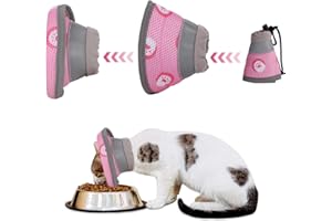 PLLIOCSE Cat Cone Collar, Adjustable Cat Recovery Collars, Soft Cat Tapered Collars, Soft Collar Tapered for Cats, Puppies after Surgery and Injury (M-Pink)