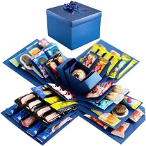 Pasdrucn Scatola A Sorpresa Esplosiva 5 Strati Blu, Confezione Regalo Fai Da Te Con Nastri, Per Foto E Piccoli Doni