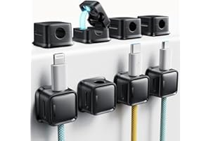 smofish Cord Organizer Holder, 8 Pack Magnetic Desk Cable Clips Management, Hide Phone Charging Cable Keeper, Strong Adhesive Wire Charger Holder for Nightstand, Kitchen Appliances, Office Supplies