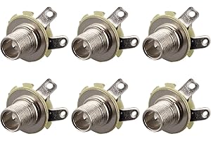 Futheda Lot de 6 Prises jack pour guitare électrique ou basse, argenté, 6,35 mm, accessoires de rechange pour guitare électrique ST SQ LP TL PB JB