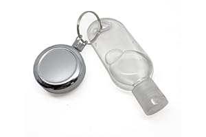 PCL Media ltd Clear Empty 30ml Plastic Hand Mini Sanitiser Travel Bottles Comes with Chrome Retractable Reel that Attaches to Your Belt or Trousers Hand Sanitiser
