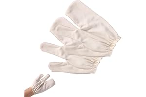 Lyreh Surowe Jedwabne Rękawiczki, Garshana Ayurvedic Massage Gloves z Elastycznymi Opaskami na Nadgarstki do Peelingu Ciała i Szczotkowania na Sucho Wielokrotnego Użytku Przyjazne Skóry (Beżowe)