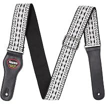 Sangle De Guitare En Coton Jacquard - Poche à Médiators Inclus | Pour Guitare Acoustique/Électrique/Basse