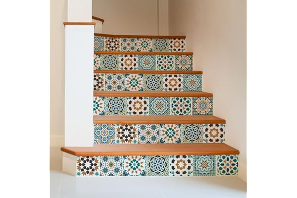RE-COVERTILES - Stickers Carrelage Cuisine et Bain Carreaux Adhésifs en PVC Imperméables Anti-rayures Autocollants Décoratifs Mur Peel and Stick - Modèle 24 Pcs 10x10 cm PS00098 Made in Italy