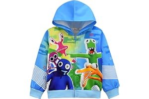 TBNRFRAGS Rainbow Friends - Sudadera con capucha de manga larga para niños, con cremallera, color azul fresco, linda sudadera con capucha para juegos de YouTube