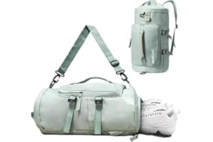 IBOPUXIU Sporttasche Damen Herren Reisetasche mit Schuhfach & Nassfach, wasserdichte Gym Bag für Outdoor, Weekender Handgepäcktasche (Naturgrün)
