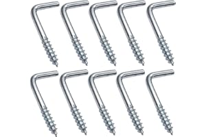 AERZETIX - C47878 - Lot de 10 pièces - crochet à visser type L à bois - Ø2.3x25mm - en acier zingué - bricolage - outillage d'assemblage/quincaillerie