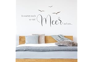 ‎DESIGNSCAPE DESIGNSCAPE® Wandtattoo Noch so viel Meer | Maritime Wanddekoration | Farbe 1: enzian | Größe: klein (80 x 34 cm)