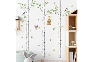 Decvictor Adesivi Murali Grande Betulla Adesivi da Parete Alberi Realistici Bianchi Adesivo Muro Decorativo per Bambini Camera da Letto Stanza Della Scuola Materna Muro (H: 171cm)