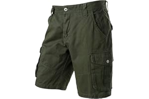 PARKLEES Men's Casual Summer Combat Cotton Twill Cargo Shorts