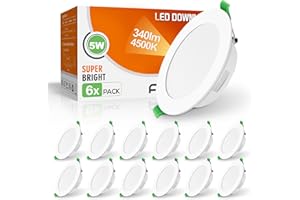 ALUSSO Faretti LED da Incasso per Cartongesso, Ultrasottili 5W IP44 4500K Bianco Natura Faretti LED Soffitto, AC220-240V, Diametro Foro Ø75-85mm, Rotondo Bianco, Set di 12