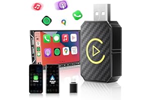 Euakee Bezprzewodowy adapter 2 w 1 z systemem Android i bezprzewodowy adapter CarPlay, szybki, stabilny mops & Play Wired to Wireless Dongle Fit do samochodów, online Update, czarny