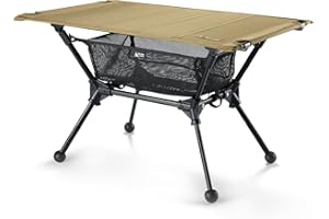 ONETIGRIS Dipper Camping Table, Lightweight Portable Folding Table with Mesh Storage Net, High/Low Options, Ideal for Camping, Hiking, Tailgating, Beach, Picnic, Travel, Backyard