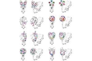 MHDUYEG Orecchini Clip Bambina 8Paia Orecchini Clip Donna Bambina Ipoallergenico Ragazze Anallergici Orecchini Rosa Orecchini a Clip Donna,Orecchini Unicorno Fiore Cuore Orecchini Bimba Anallergici