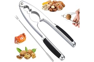 JIEBAO Cascanueces Multifuncional Cascanueces de Acero Inoxidable Cascanueces en Acero Inoxidable con Tenedor Cascanueces Manual De Metal Abridor de Nogal para Nueces/Avellanas/Almendras/mariscos
