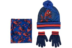 SPIDER-MAN Marvel Hat Snood & Gloves Set 3 Pcs Winter Set Kids Bobble Hat Gift