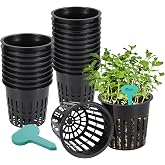 Moendergo 30 x 10.5 cm Garden Netting Pots Hydroponic Mesh Net for Planting, Heavy Duty Nursery with 30 Plant Labels