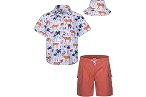 MOHEZ Boys Hawaiian Shirt and Short Set Summer Outfit Kids 2 Piece Festival Clothes Button Down Shirts Clothes Set For Kids