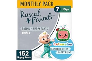 Rascal + Friends Premium Pants丨Size 7丨Total 152 Pants | Monthly Pack丨17kg+丨Leak-Proof Protection丨AirSpun™ Softness for Our Best Comfort & Protection