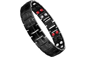 Jeracol Titanium Steel Magnetic Bracelets for Men,4 Element Double Row Strength Magnets Wristband Magnetic Brazaletes with Free Links Removal Tool & Jewelry Gift Box