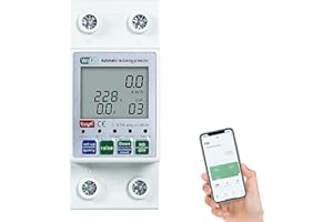 DEWIN Medidor Inteligente, Medidor Inteligente Monitor de Energía Tuya WiFi Protector Inteligente de Reconexión Interruptor Interruptor de Circuito de Monitoreo de Voltaje de Corriente