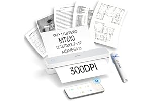 iDPRT Portable Printers Wireless for Travel,300dpi Mini Thermal Printer A4,Bluetooth Printer for Travel,Home,Study,Wireless Printers for Home Use Compatible with iOS,Android and PC,White