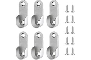 CANGCANG 6PCS Soporte Lateral para Barra de Armario Oval, armario ovalado de aleación de zinc, rieles colgantes, barra con 10 tornillos, soporte de brida para armario de 16 mm/0,6