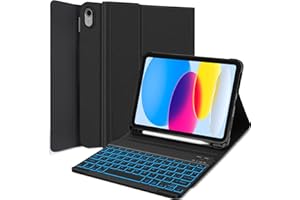 SENGBIRCH Funda con Teclado para iPad 10 generación 2022(10,9 Pulgadas),Teclado retroiluminado con Cubierta magnética Bluetooth extraíble para iPad 10.9 2022,Negro