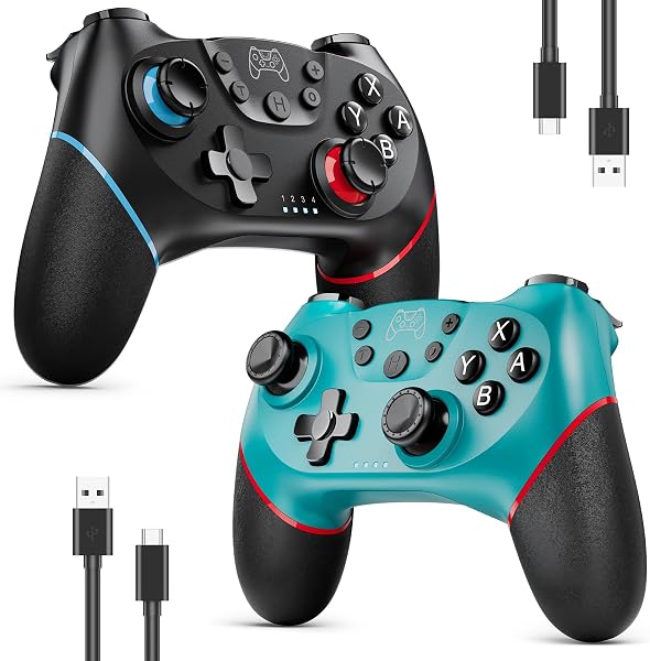 ETPARK 2 Stück Switch Controller für Switch/Switch 2/Switch Lite/Switch OLED,Controller für Switch mit Doppel Vibration,Switch Pro Controlle.r mit Aufwachen,Hall Joystick,6 Achsen Gyro,Turbo - 1